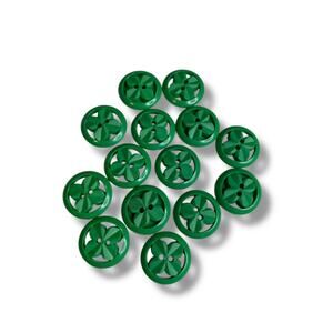 Lot of 14 Green Midcentury Buttons Acrylic Clover Design .9" (23mm)